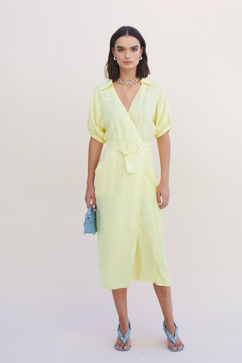 Suboo Georgia Midi Shirt Dress - Lemon ...